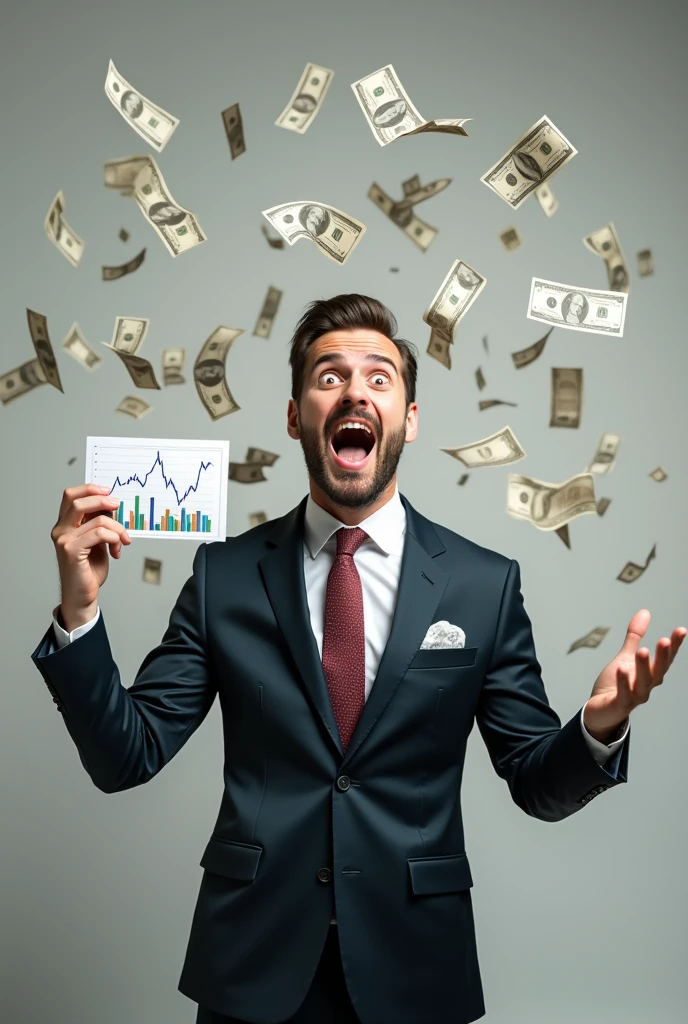 A suited man holding a single small chart showing to front and background is blasting and throing money and. Youtube logo
And image size is width is 1280 and height 720