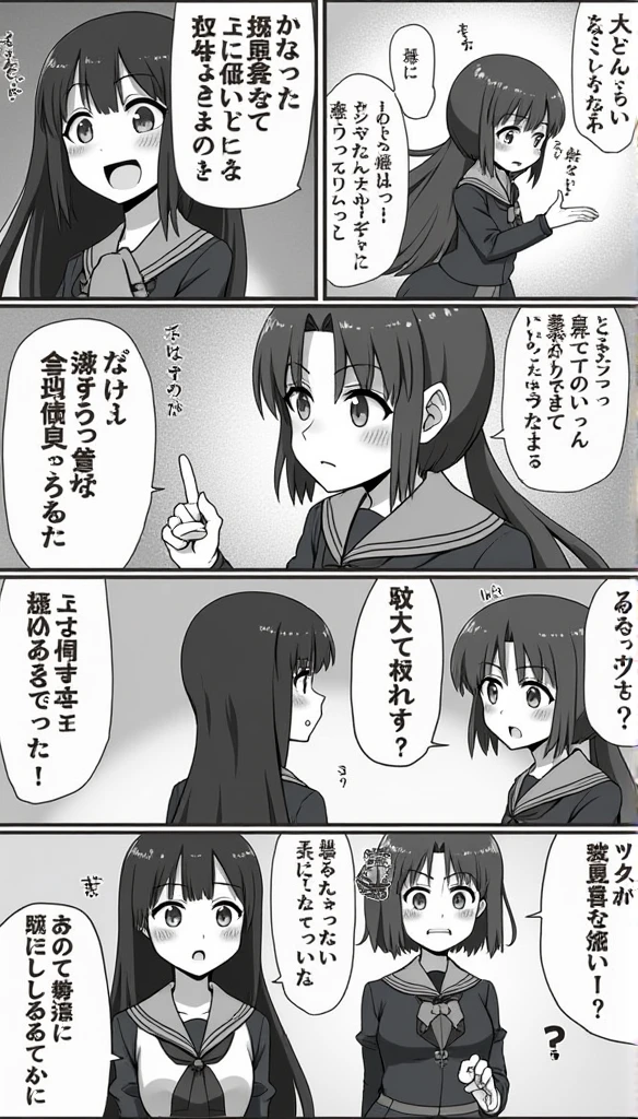 Black and White、 Comics in Chrome、Japanese Manga、High resolution, Open your mouth, 2 people