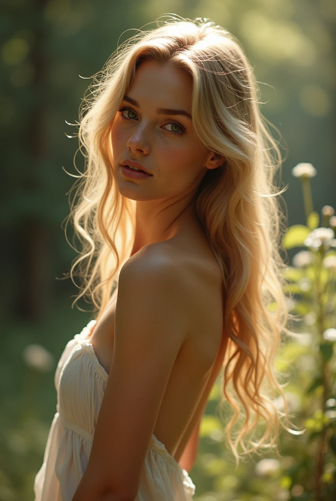 Blond girl without clothes