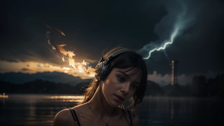 a cat with a passion for music, playing a guitar and singing with all its heart. The HD rendering captures every emotion on its face, while the 3D rendering adds depth and dimension to the scene. The addition of fog and bioluminescent flames creates a mystical atmosphere, making this image truly unique and visually stunning., backlighting, multiple monochrome, motion lines, speed lines, Hyperrealism, Impressionism, lens flare, overexposure, Eye-Level Shot, Hasselblad, first-person view, overexposure, HD, 4K, 8k, 16k, best quality, highres, award winning