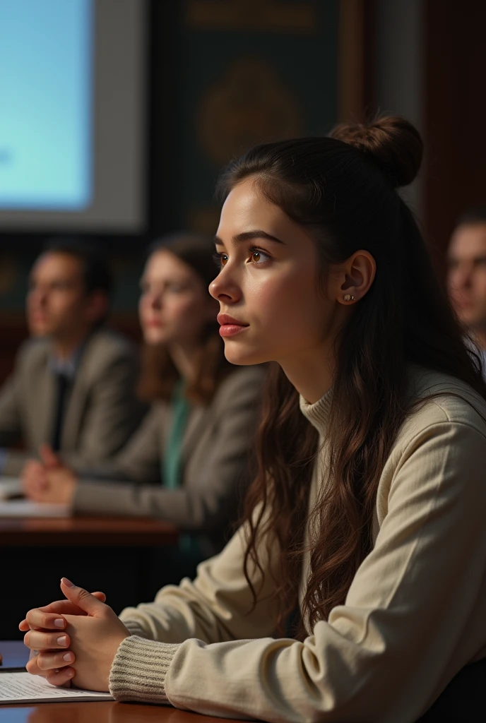 A student listening attentively to the instructor, with an engaged and interested expression.
(Caption: "Receiver: Receiving the Message")