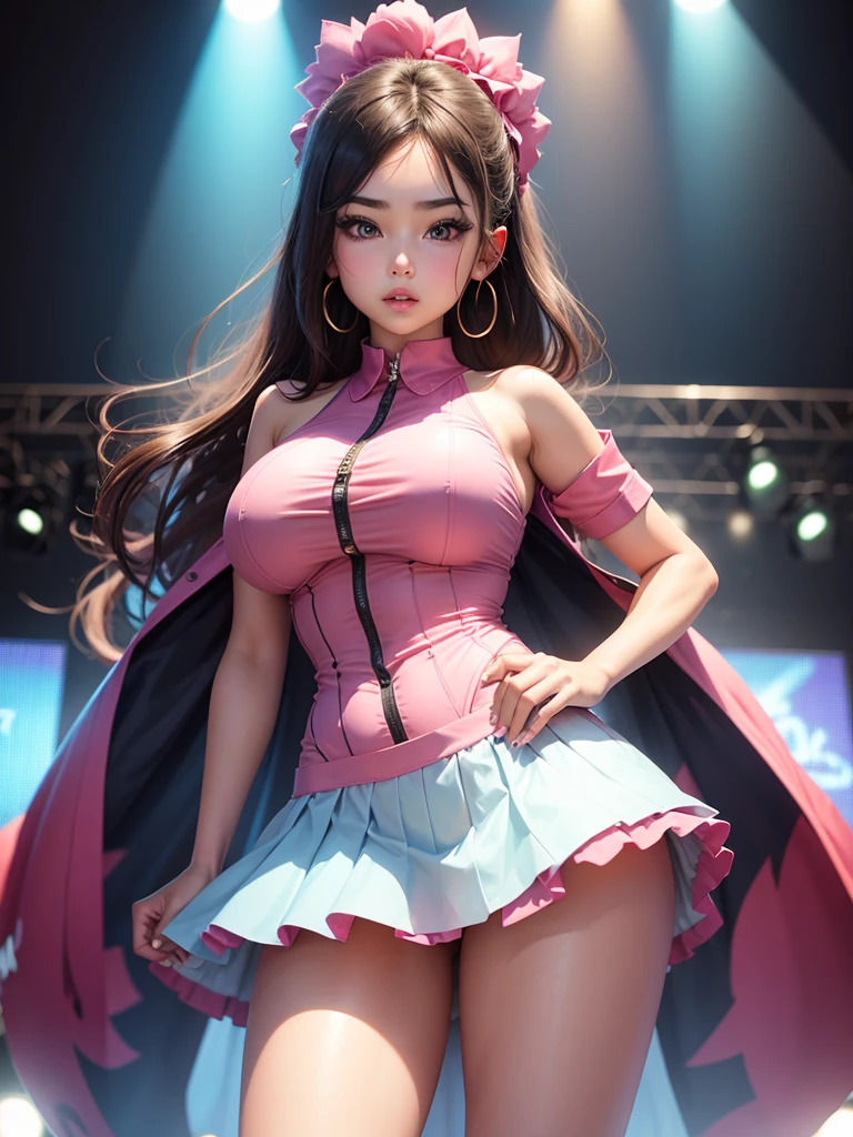 Big breasted girl appearing in a girls fashion show