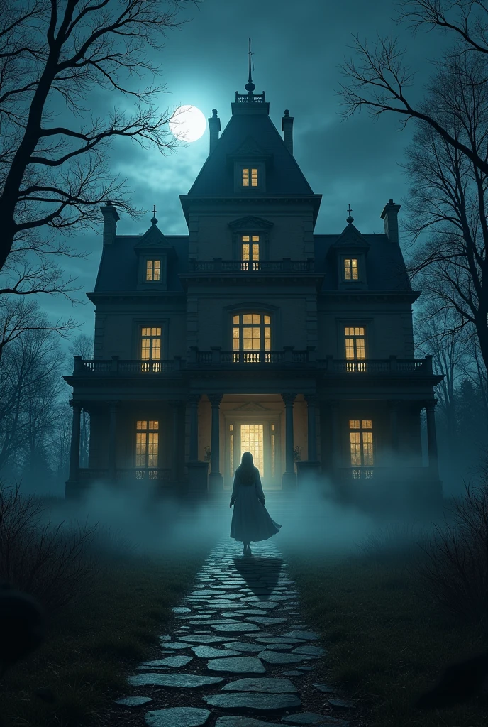 People say that a ghost lives inside the mansion. Night time 
