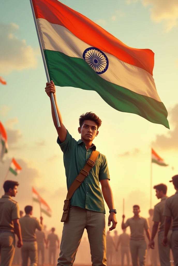 boy and uske hath me india flag he and boy name Bhala ram boy name BHALA