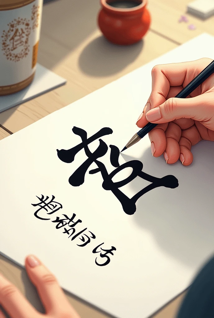 Write next to the kanji in green