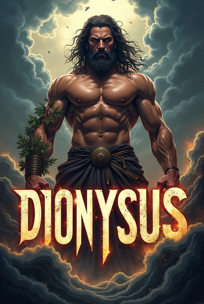 create the word DIONYSUS in a sense of raw power and strength