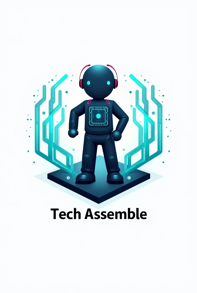 Computer store, Tech Assemble, Create a professional logo that features an animated person