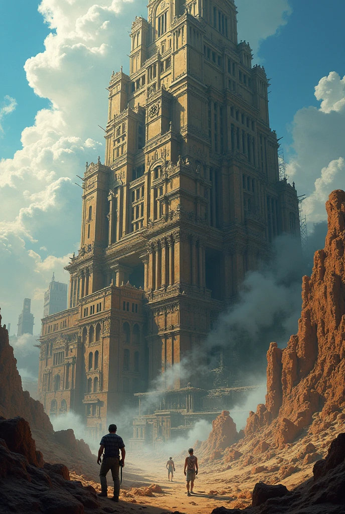 The style is similar to that of a modern version of the Tower of Babel, where destruction and construction are in conflict.