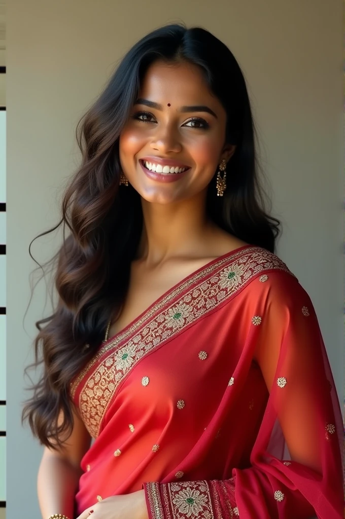 Indian model wearing saree having perfect look with smily face