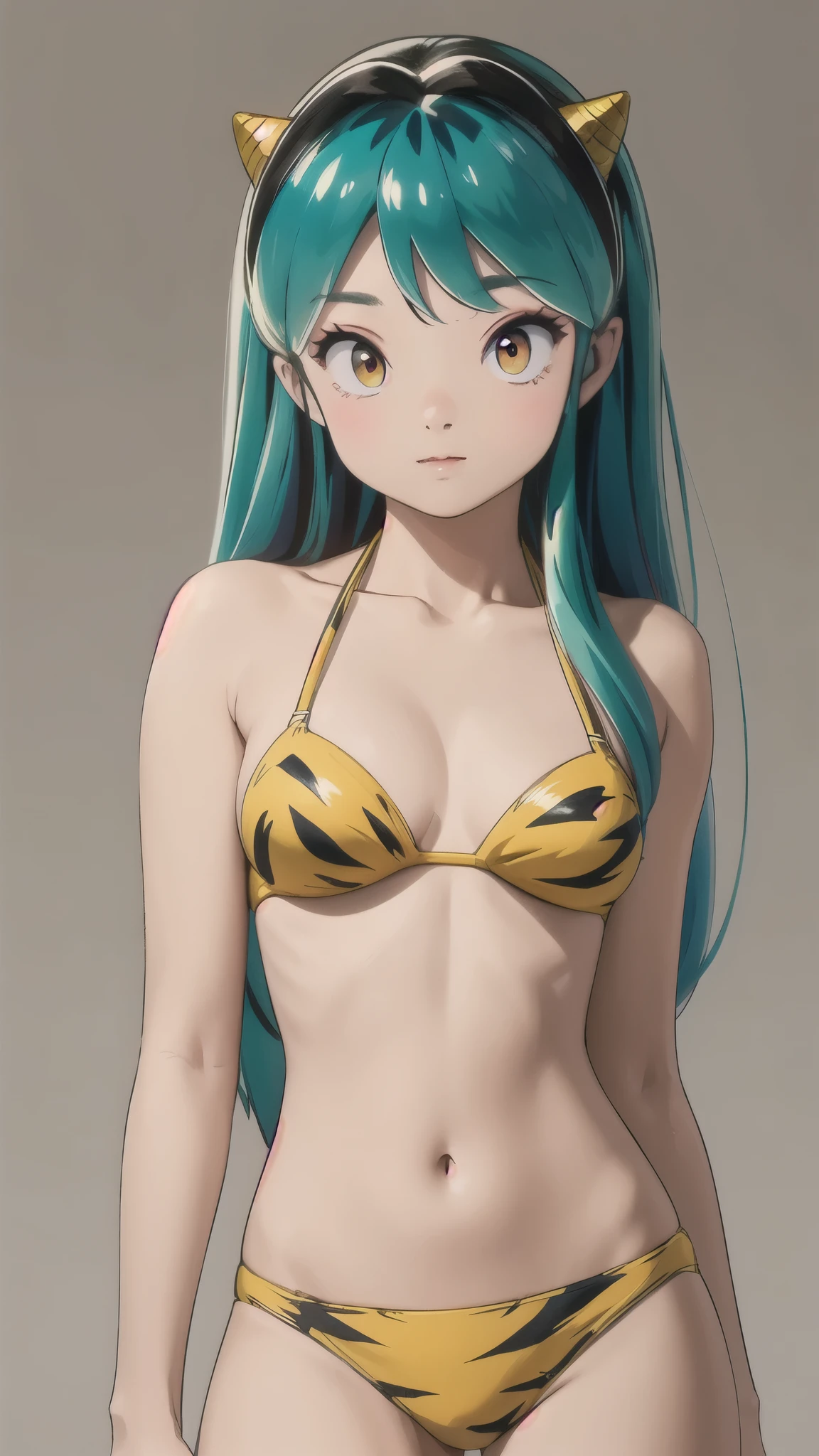 Ram、bikini、Green Hair、Upper Body、Slender body、masterpiece、Simple Background、Highest quality