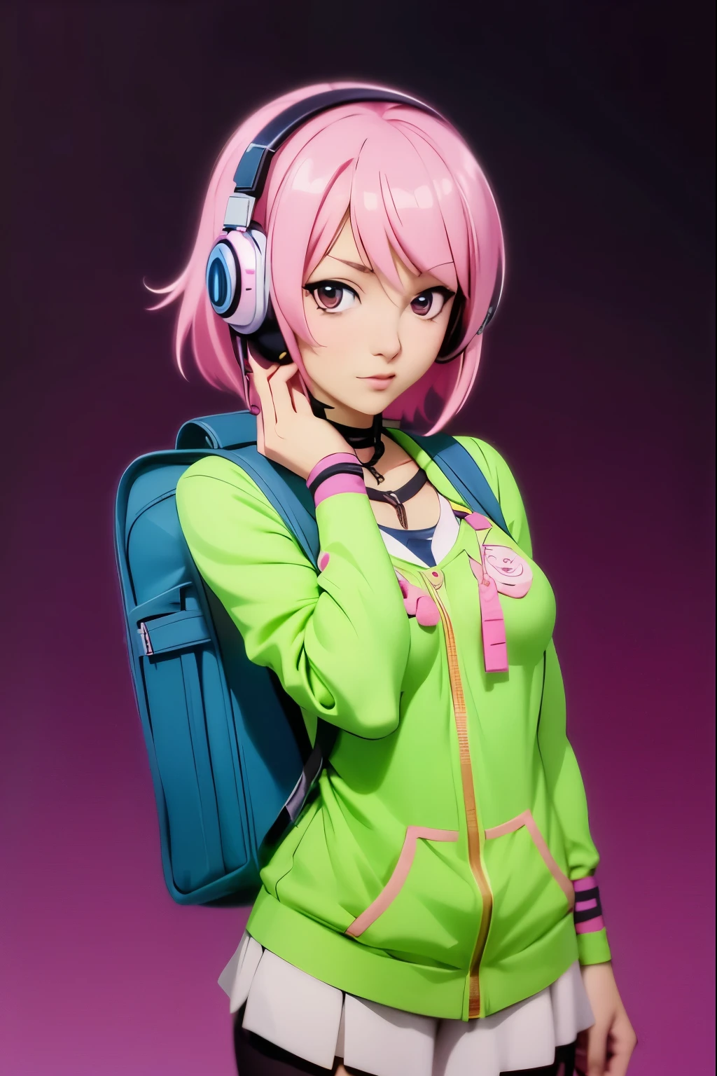 anime girl with headphones and backpack looking at a cell phone, anime style 4 k, alice x. zhang, digital anime art, nightcore, digital anime illustration, anime styled digital art, anime art wallpaper 4k, anime art wallpaper 4 k, anime artstyle, anime digital art, anime style artwork, anime style. 8k, detailed digital anime art