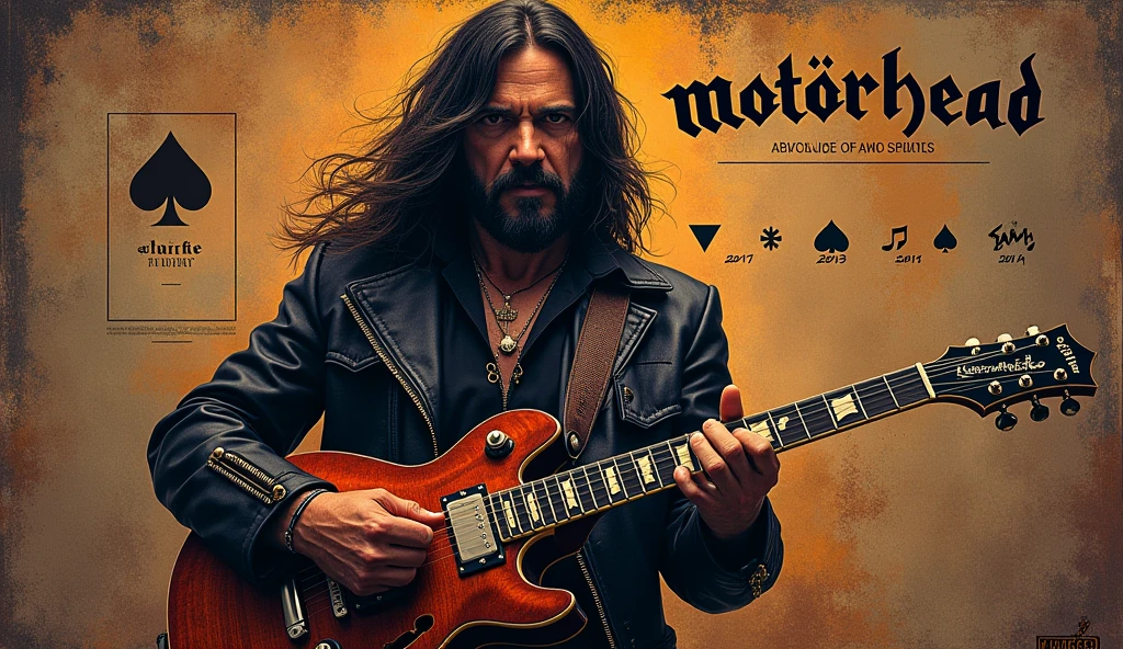 arafed image of a man ((Motörhead Lemmy)) with a guitar in his hand, slash page, album, hq artwork, ace of spades, 2012, 2 0 1 2, 2 0 1 1, 2011, eddie, hd artwork, 2013, gigachad portrait, artwork, art cover, 2 0 1 4, 2014