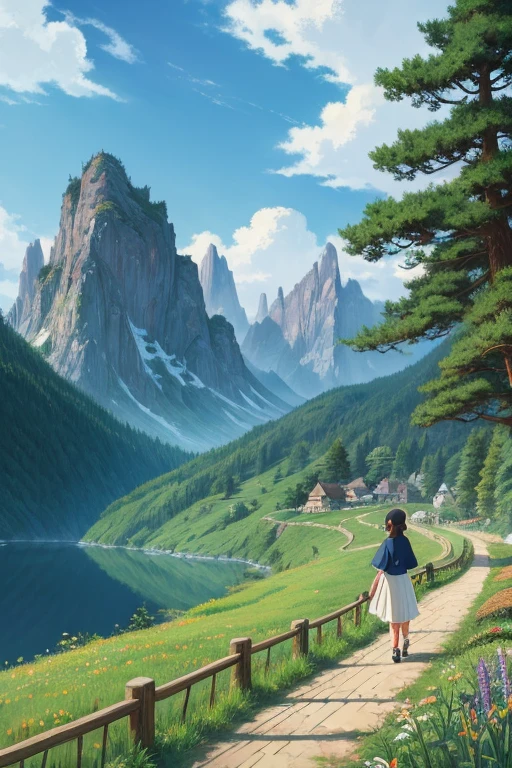 masterpiece, Ghibli style, Highest quality, 8k wallpaper, Very detailed, it's raining, Girl looking out the window from her bed, summer night, large room