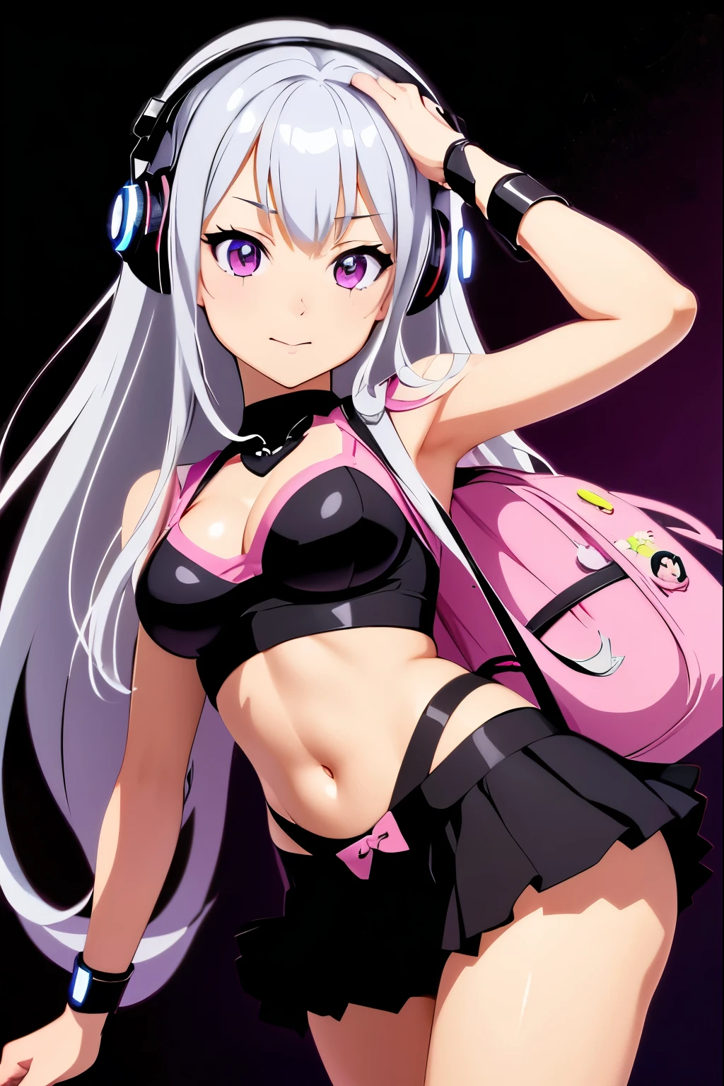 anime girl with headphones and backpack looking at a cell phone, anime style 4 k, alice x. zhang, digital anime art, nightcore, digital anime illustration, anime styled digital art, anime art wallpaper 4k, anime art wallpaper 4 k, anime artstyle, anime digital art, anime style artwork, anime style. 8k, detailed digital anime art