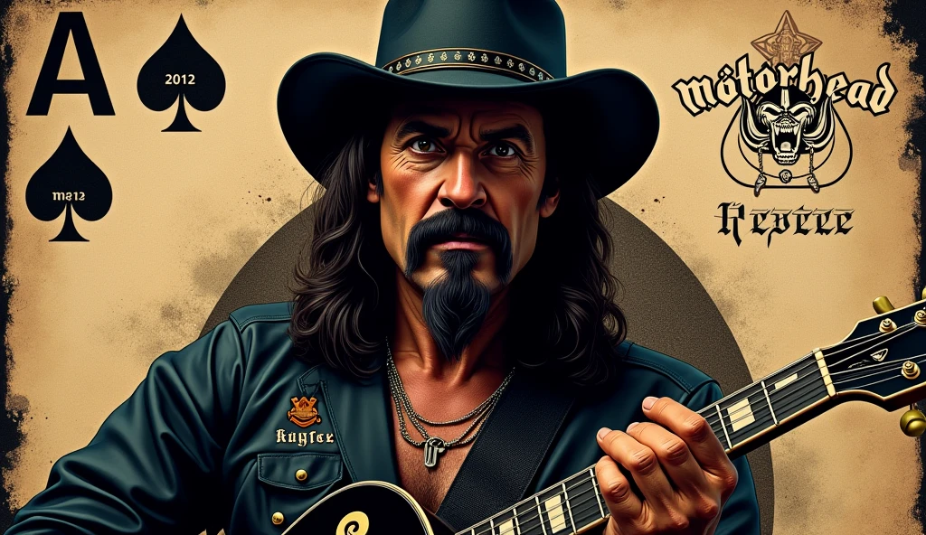 image of ((Lemmy Kilmister:1.4)) with a guitar in his hand, slash page, album, hq artwork, ace of spades, 2012, 2 0 1 2, 2 0 1 1, 2011, eddie, hd artwork, 2013, artwork, art cover, 2 0 1 4, 2014