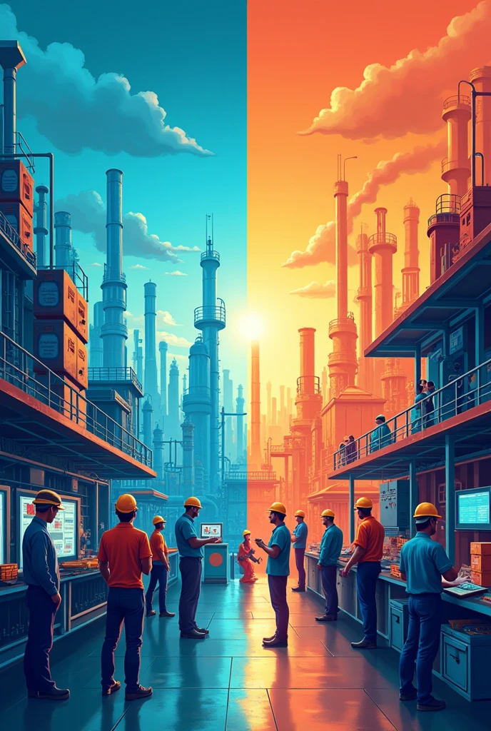 The image should be in two parts on left side from automation component industry working towards right side fmgc industry don't make a single image splipt it in two different images