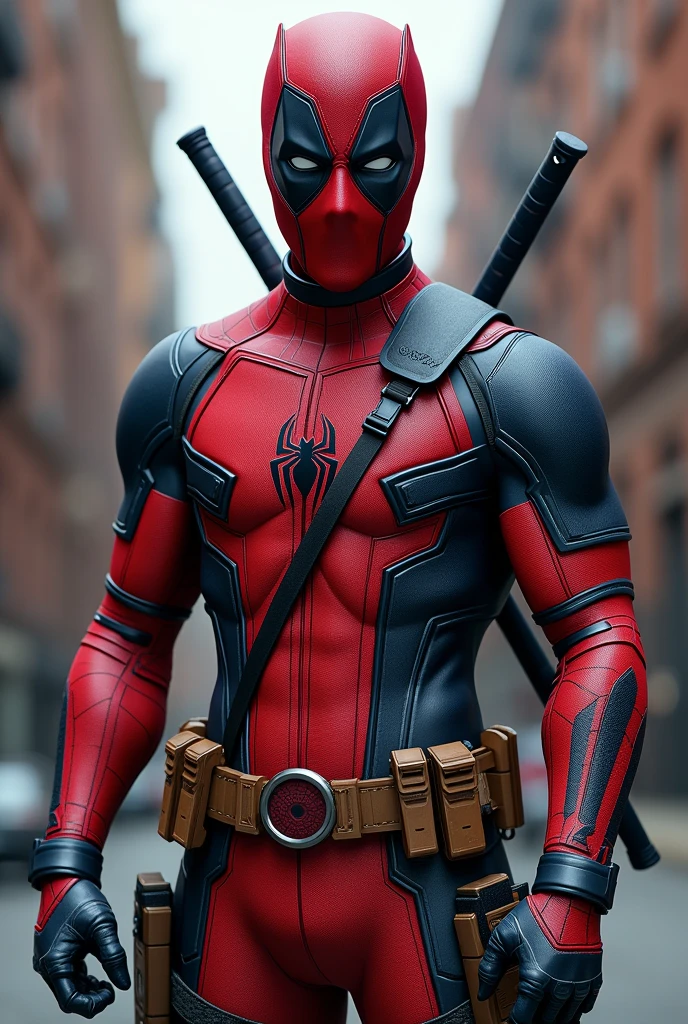 Mix Spider-Man and Deadpool clothes together 