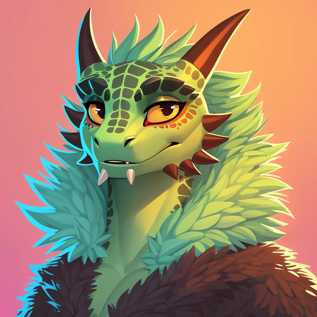 super fluffy argonian in dreamworks art style 