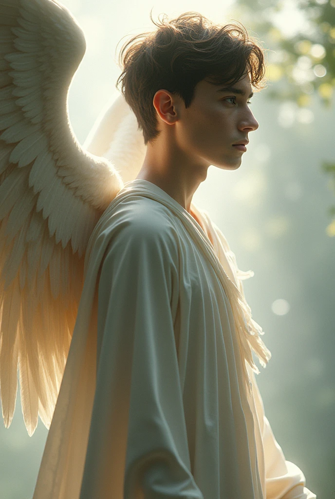 A winged young man with short hair