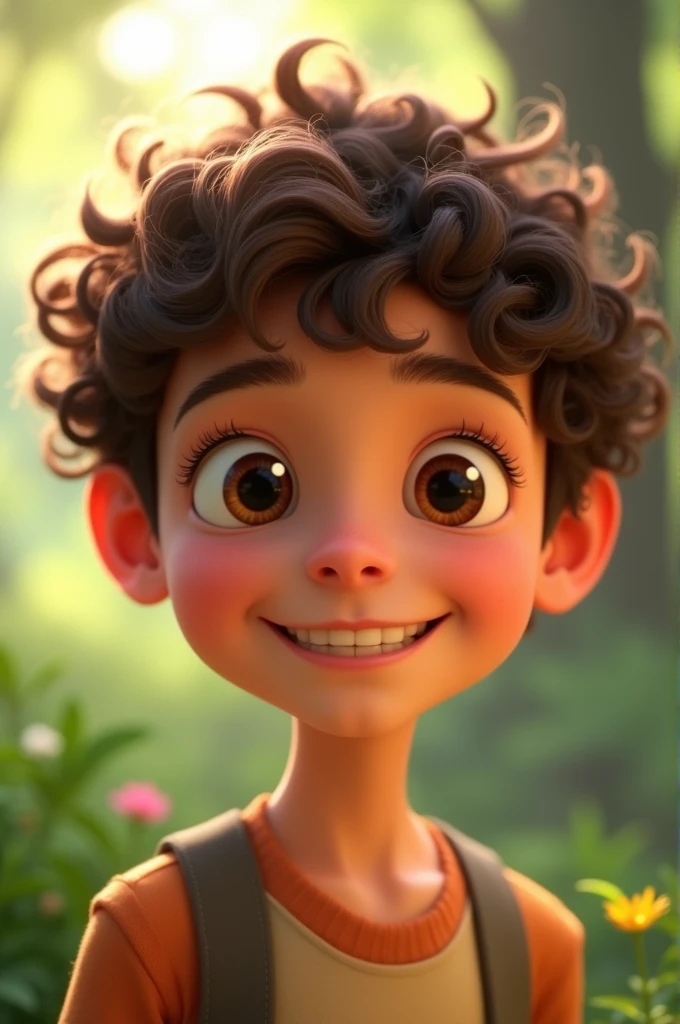 boy, with short brown curly hair