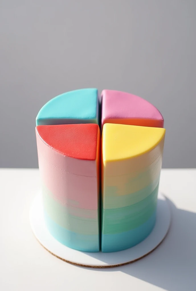 I want a cake to be decorated like it has 6 slices. A thick line of white icing can make this distinction to clearly show the slices on the top of the cake.. Each slice can be different colors. Splitting the cake