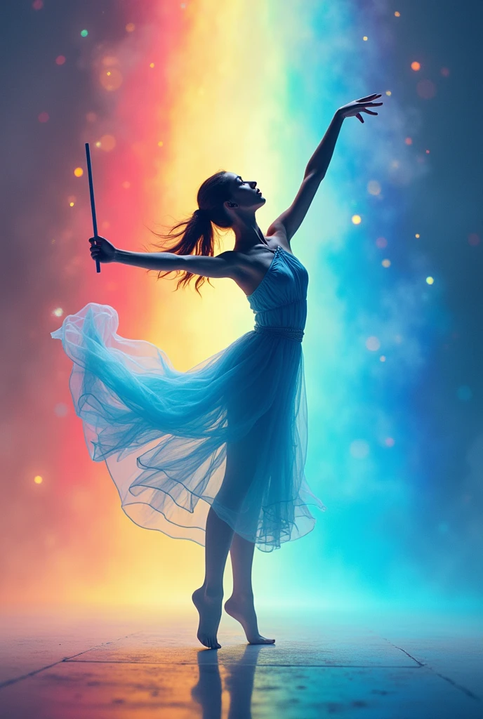 rainbowを超えて Baton Twirling Clothes are light blue Backwards One person rainbow