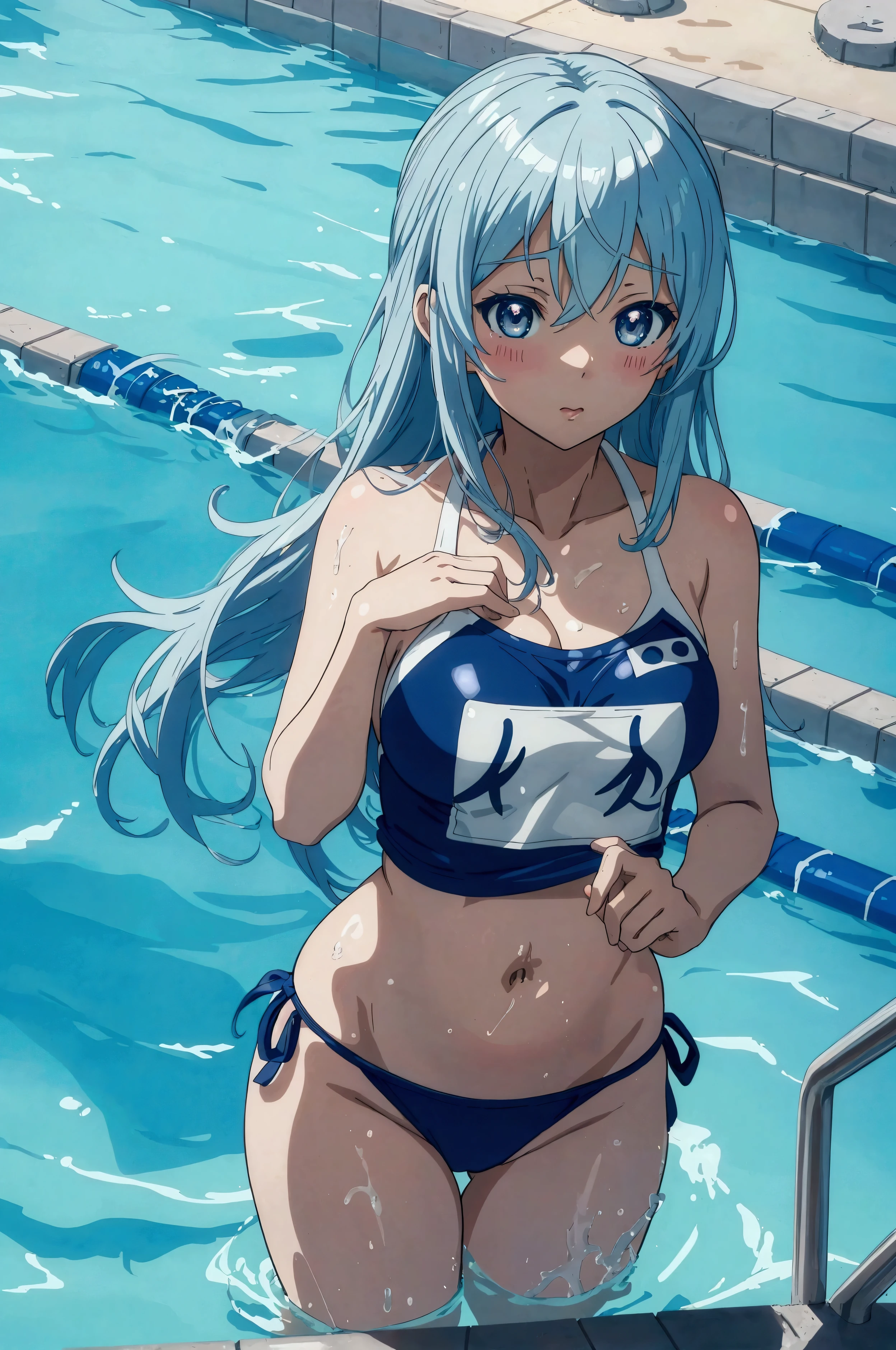 プールでスクールSwimwearを着たアニメの, Smooth anime CG art, Enchanting anime girl, Anime Moe Art Style, Swimwear, Highly detailed art gems, Kantai Collection Style, 4k anime wallpaper, Beautiful and detailed anime art, Beautiful anime artwork, Beautiful Anime Girls, Attractive anime, is wearing a Swimwear、School swimming pool、Large breasts