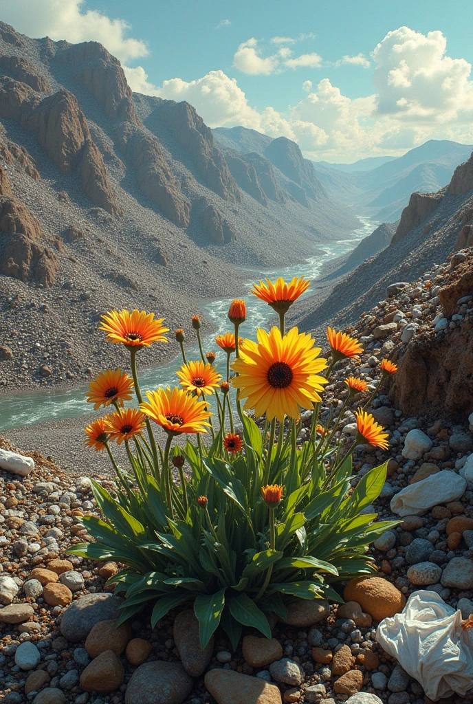 a work related to sustainability based on the phrase “even in the landfill flowers grow”