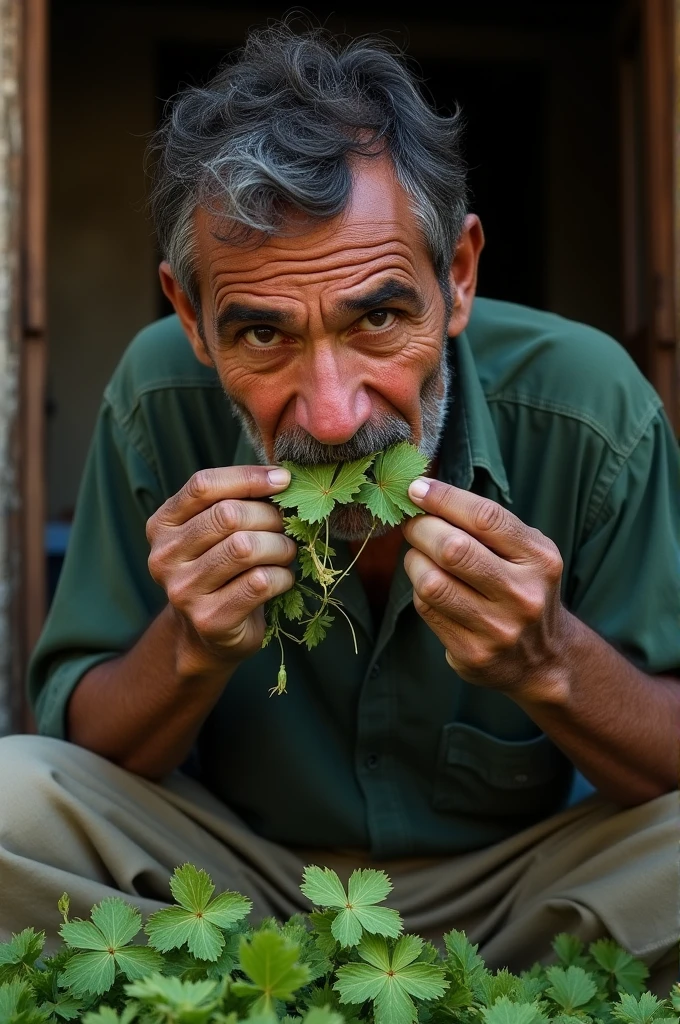 Man chewing khat

