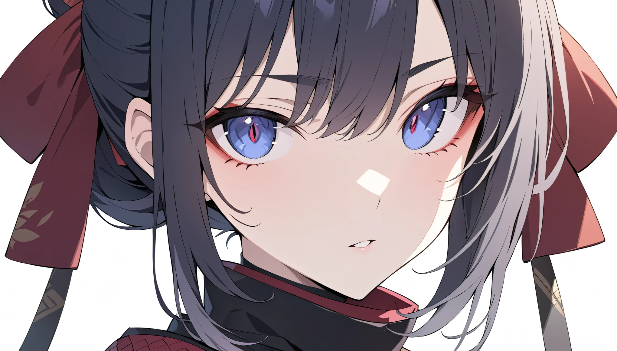 (masterpiece, High resolution), perfect face, beauty of Japan, beautiful woman , (top quality eyes), detailed texture, Look at me, ((high resolution eyes)), white background, (((ninja)))