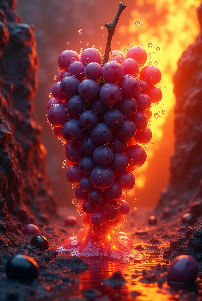 Grape,melt,fire,Burning,Ultra-high image quality,Realist,, Eduardo Cobra Acol Jojomante ,GEOMETRIC WALL PORTRAIT, Artistically, Red Cliff,yang08k, Beautiful feces, dyeing,