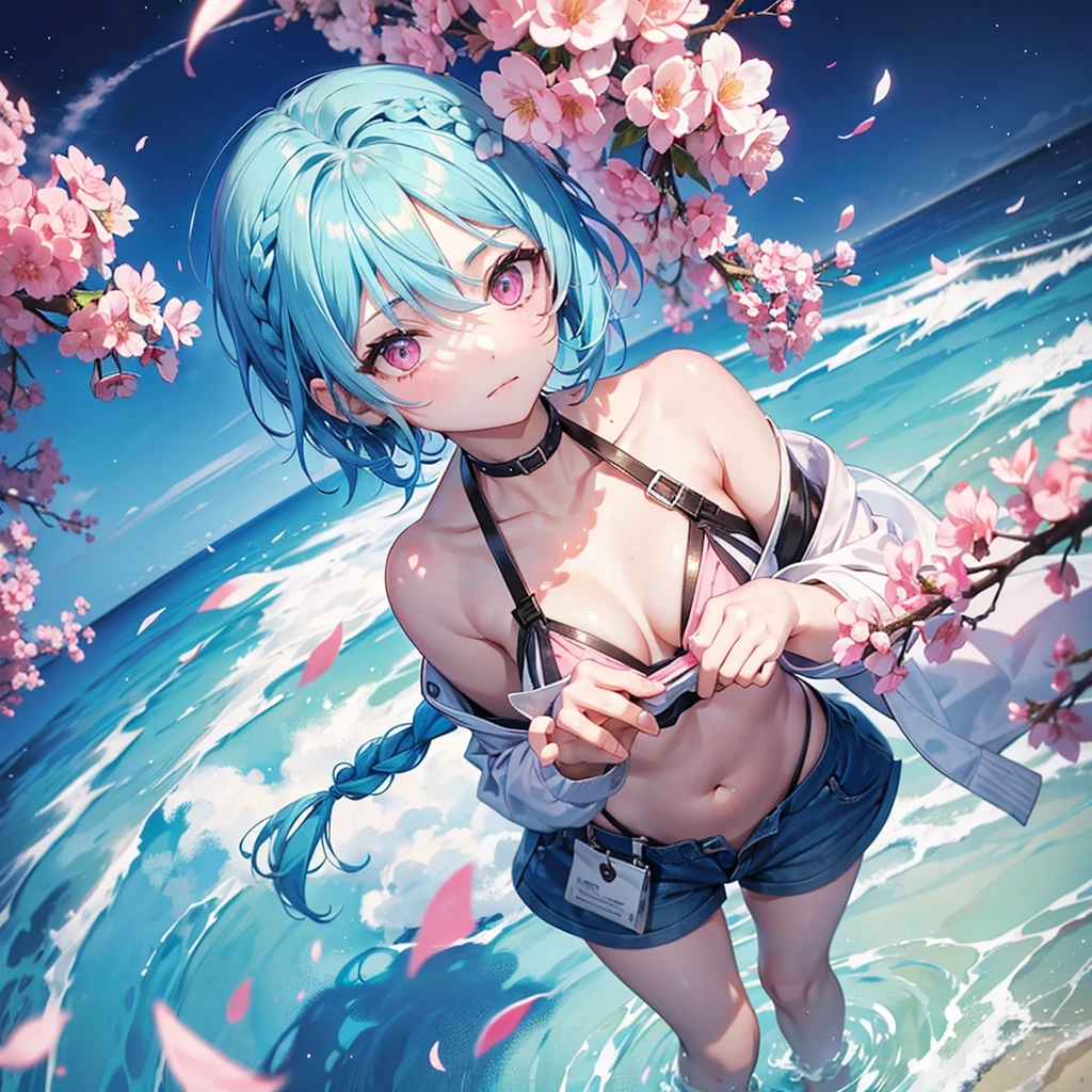 (Sky blue hair),(Braided short hair), (Pink Eyes),Fair skin) ,(whole body),(one person's),(Gift boxes filling the background),(Santa Claus clothes),(Cute smile),Santa Claus hat,(Christmas Party),(masterpiece, Highest quality, Very detailed, Best Shadow), (Detailed Background), (Beautifully detailed face), High Contrast, (Best lighting, Very delicate and beautiful), ((Cinematic Light)), Hyper Detail,8k, Dramatic Light, Intricate details,(Christmas tree)