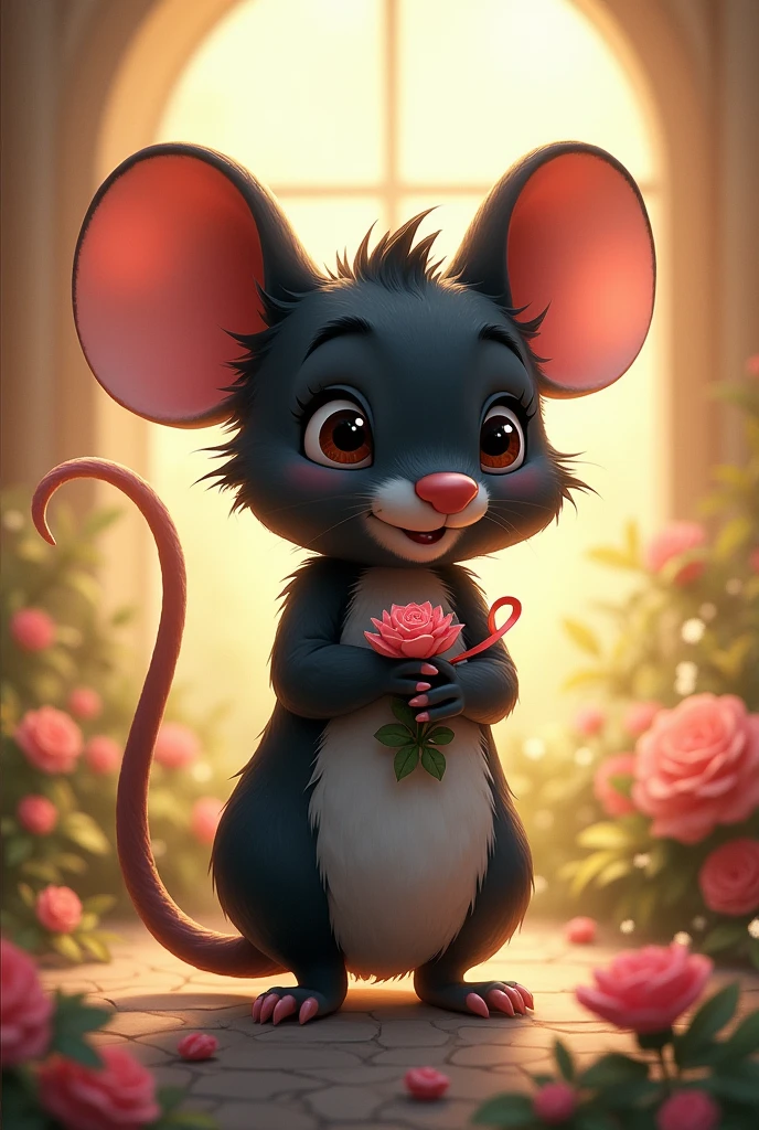 Draw a black mouse that brings happiness