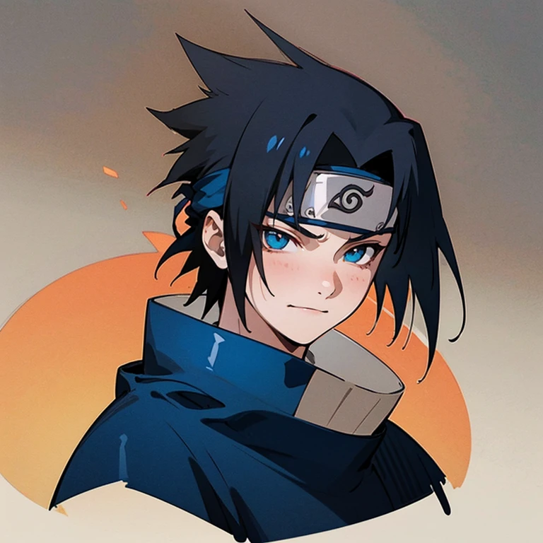 Create a portrait of Sasuke, upper body, transparent background, (thick outline)+, high resolution, detailed eyes, detailed hair, gorgeous eyes, front view, looking at viewer, closed mouth, 1 boy, male focus, manly, portrait, {{Sharingan eyes}}, UHD, 8K, determined look, smirking
