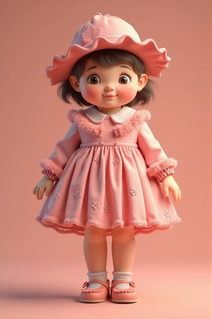 Create the image of an old, slightly chubby pink outfit 