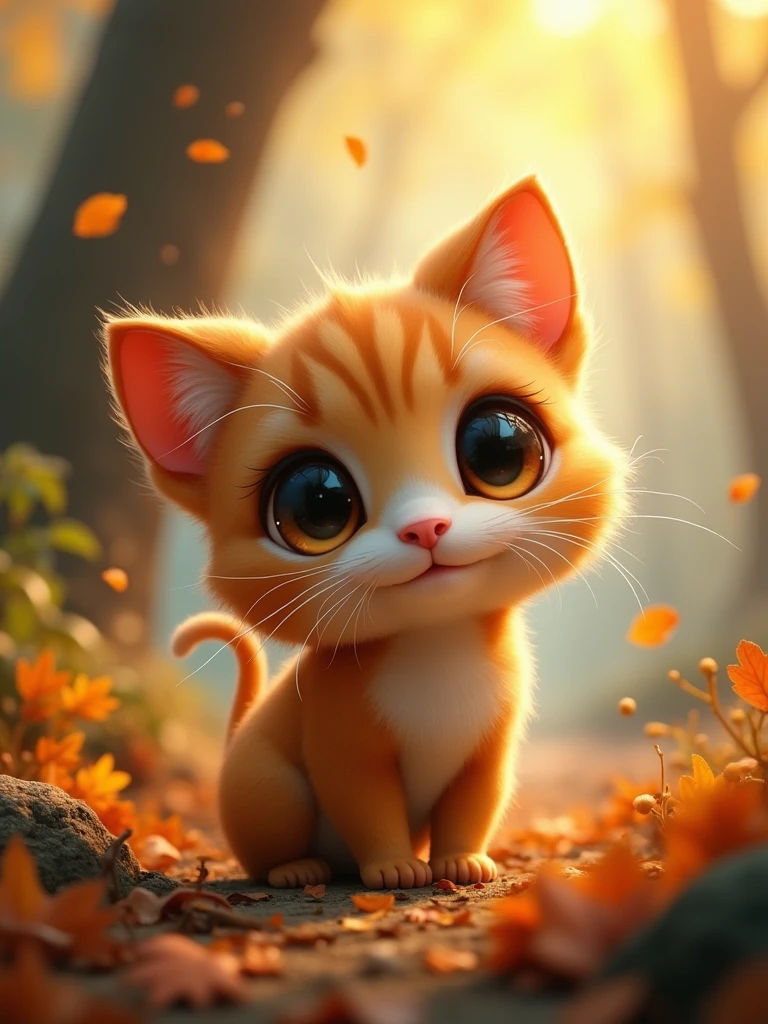 score_9, score_8_en haut, score_7_en haut, score_6_en haut, score_5_en haut, score_4_en haut,UHD,
adorable créature ressemblant à un chat avec de grands yeux dans la forêt en automne