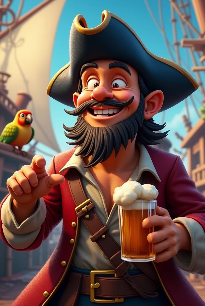 The Drunken Pirate
With a cheerful expression
His chin shaped like Cooking Papa
His hat is a simple black towel