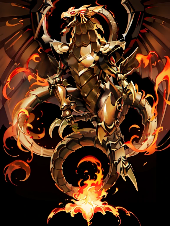 ((masterpiece, Highest quality, Super Definition, High resolution)),The Winged Dragon of Ra from Yu-Gi-Oh!,Burning Fire