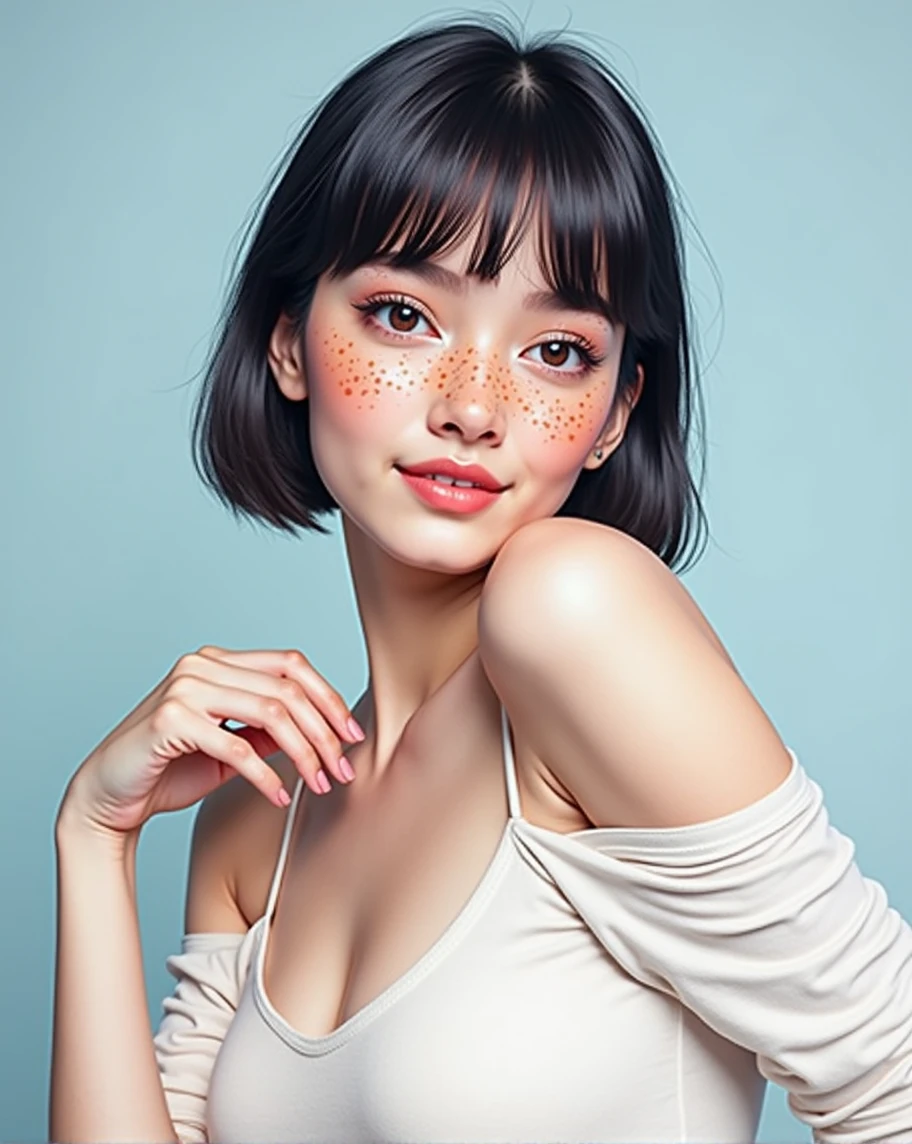 Freckles and light makeup