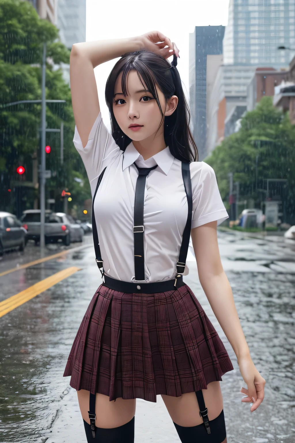 1 female, , high quality, masterpiece, Ultra-high resolution, Cinema Lighting, 1 female, , high quality, masterpiece, Ultra-high resolution, , Cinema Lighting, suspenders Moderate breasts Small face Looking up Sweat Thin belt buzzer 脇Sweat garter belt Belt on pants holster Hands behind your back Looking up Anxious face Knee-high Knee socks Knee-highソックス garter ふとももにgarter belt Checkered mini skirt Panty shot Skirt gap Armament holster holster Hands behind your back Anxious expression Anxious face, legs apart Armament Leg Holster holster See-through clothing heavy rain Rain-soaked dress shirt,Moderate breasts ガーターbelt suspenders Garter on the thigh Checkered mini skirt Looking up Pause belt Armpit sweat Hands behind back Raise your hands