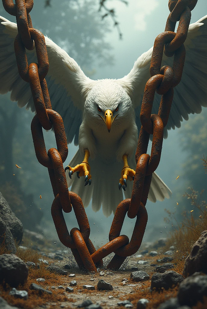 Broken Chains: Draw a pair of broken chains with a bird claws  using the creativity 