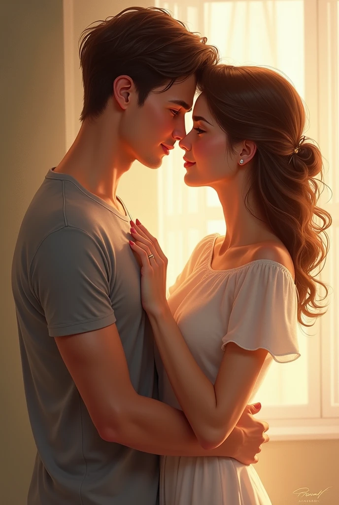 Create an image of a couple Mp is for boy and Lj for girl