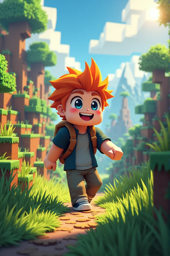 Minecraft pic with boy anime