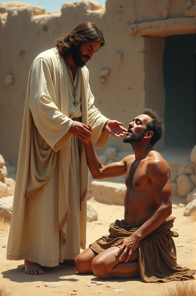 Jesus healing a sick man from leprosy