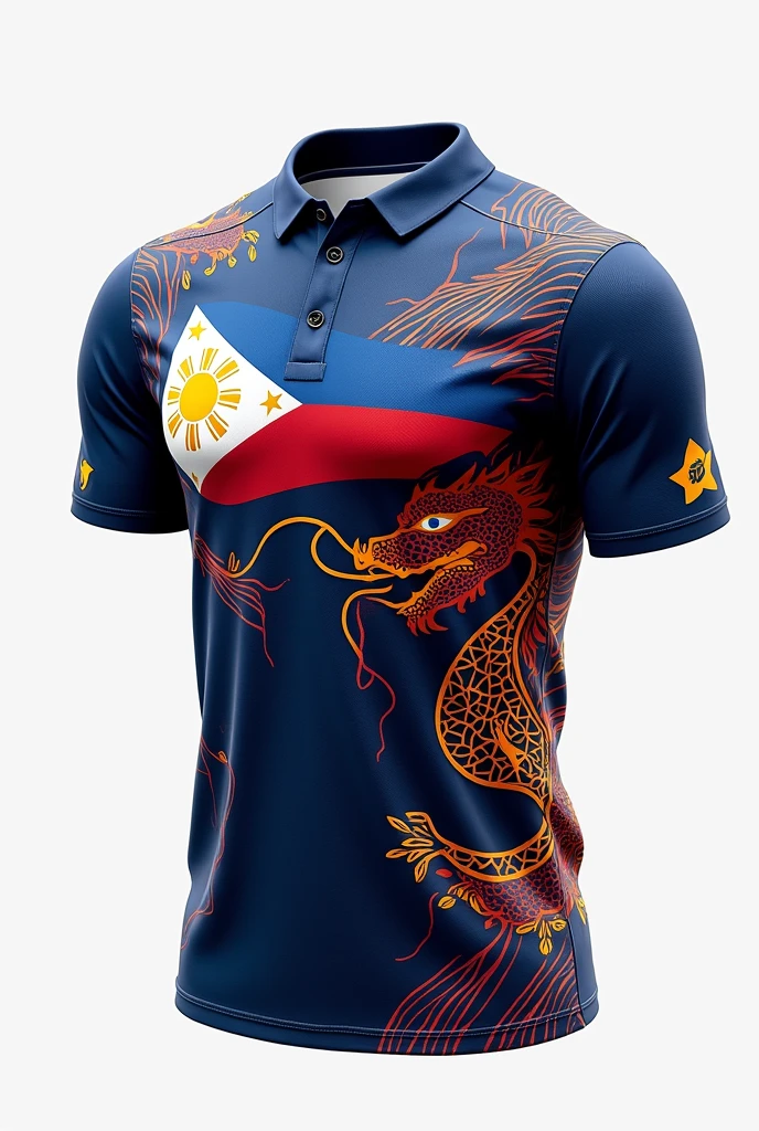 Create jersey uniform for dragon boat team from Philippines who will compete in the international race, incorporate subtle flag of the Philippines in the design