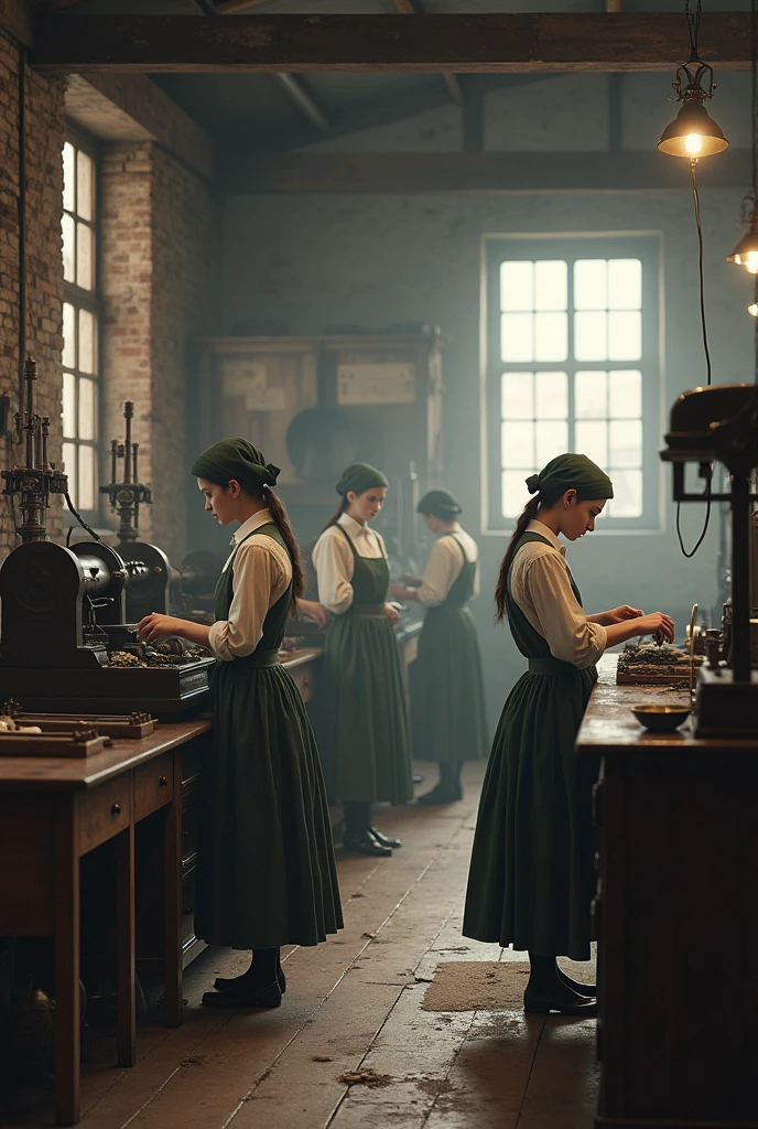 1800 s teenage, girls working in factory vintage