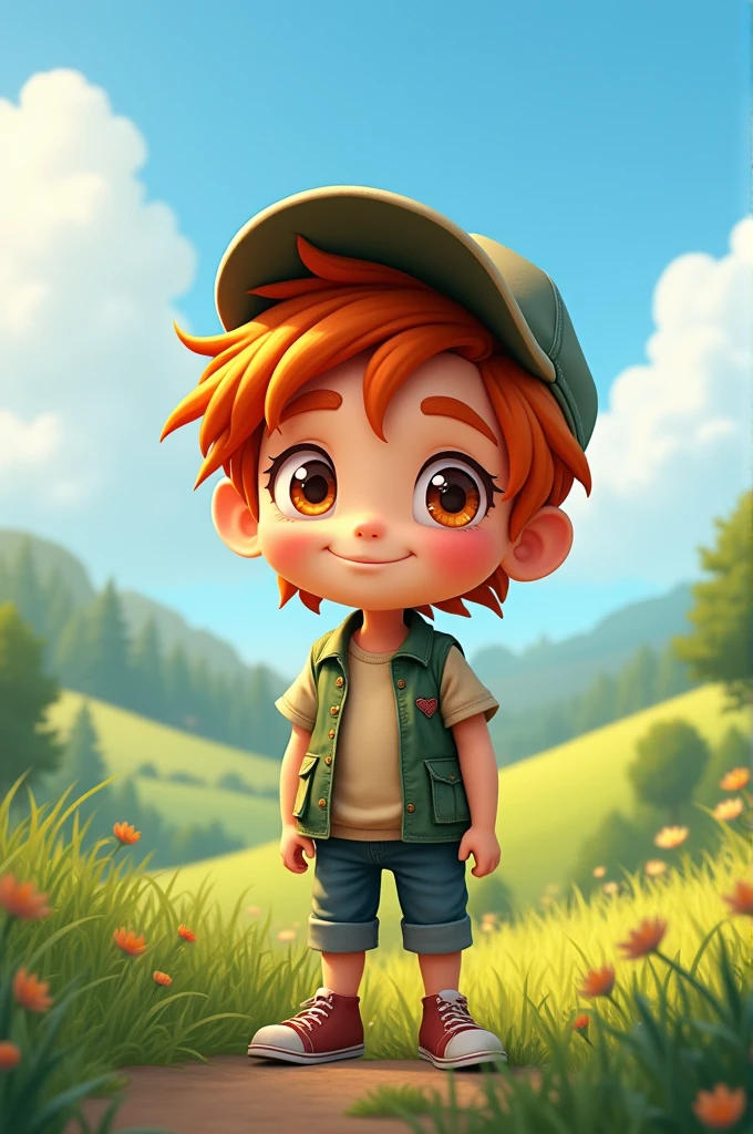 boy, with medium-long red hair, near Munich, Cap and brown eyes