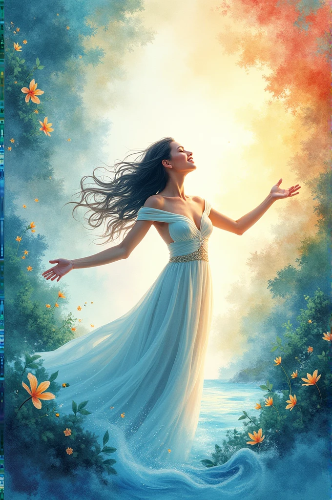 Draw a creative water colour poster for comption
the theam is freedom is blesing