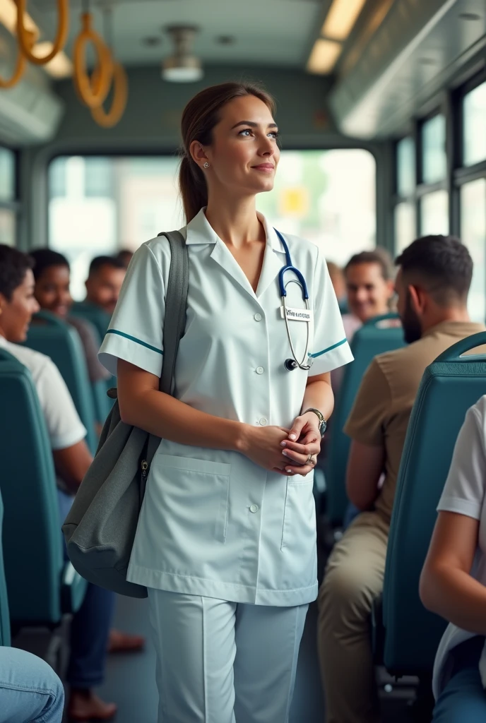 Nurse going on bus