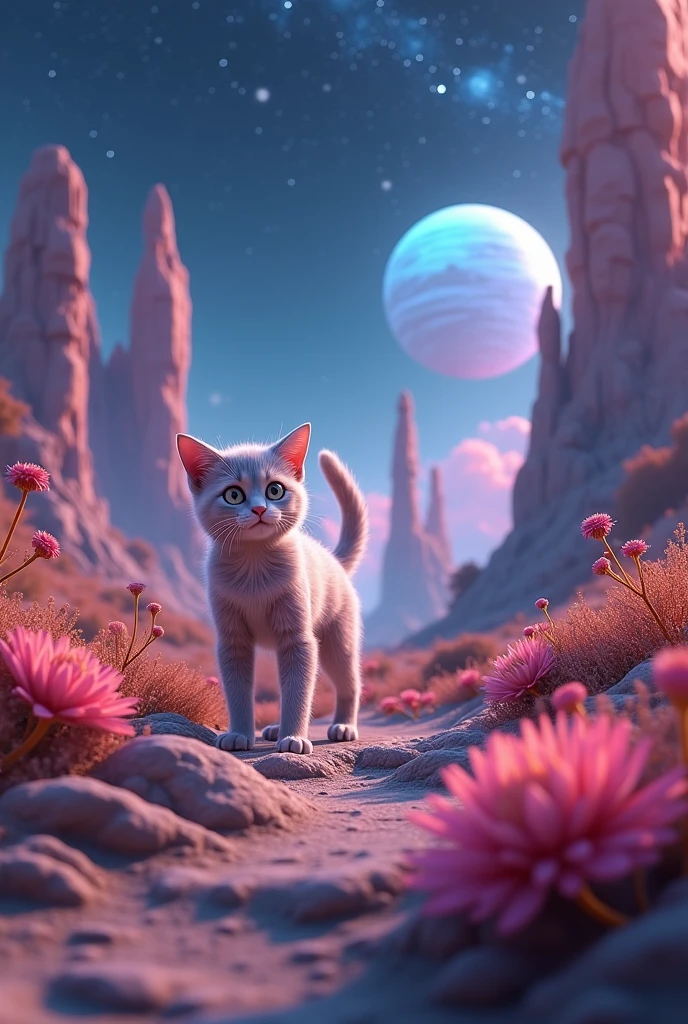 chat dans l'espace animation tres realiste avec de belle couleurs